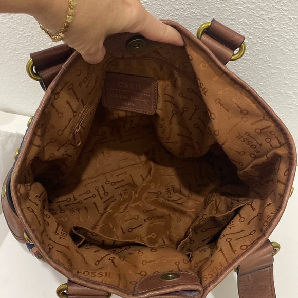 ❤️‍🔥HOST PICK❤️‍🔥FOSSIL Long Live VTG Adrina Brown Floral Tapestry Leather Bag - Picture 9 of 14